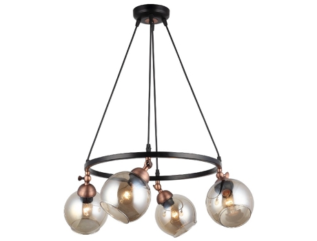 Lámpara colgante Siracusa de metal cristal cobre negro 52 x 52 x 95 cm EPIKASA