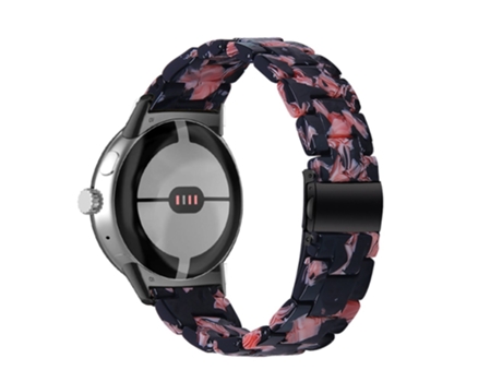 Correa de acero inoxidable luz delgada con hebilla para Google Pixel Watch - mezcla de rosa negro