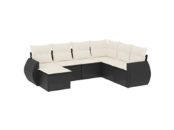 Maison Exclusive - Set De Comedor De Jardín 7 Pzas Y Cojines Ratán Sintético Negro