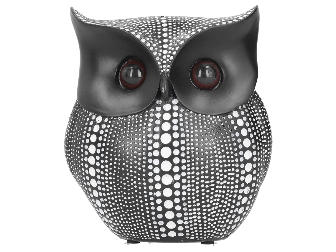 Adorno De Búho De Resina, Estatua, Escultura Animal Innovadora Para Decoración De Mesa, Bs1028, Negro Con Puntos Blancos