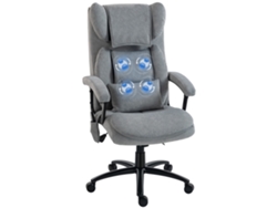 Silla de oficina con masaje de 4 puntos, respaldo alto, color gris.