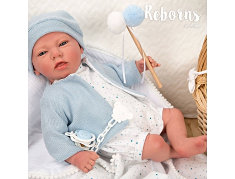 Muñeco ARIAS Arias Reborns 40 cm Alvaro Azul con Banderitas (Edad Mínima: 3 Años - 46,5 x 21,5 x 30 cm)