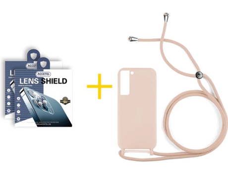 Carcasa + 2 Protectores de Cámara para Samsung Galaxy S22 Plus 5G ACCETEL Rosa Pastel