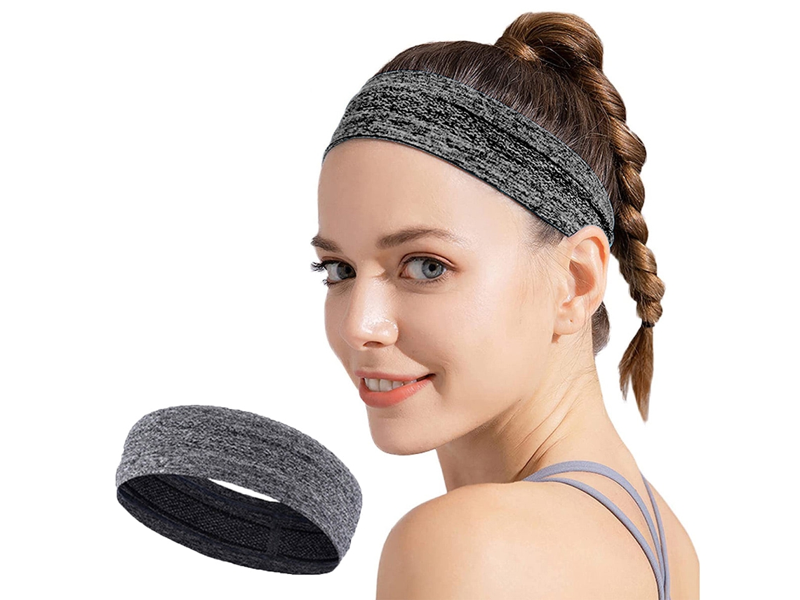 Diadema elástica gris para correr y hacer ejercicio