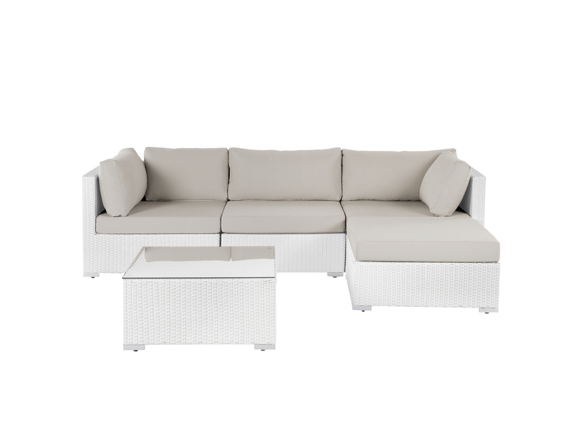 Conjunto de jardín modular en ratán blanco BELIANI Sano II