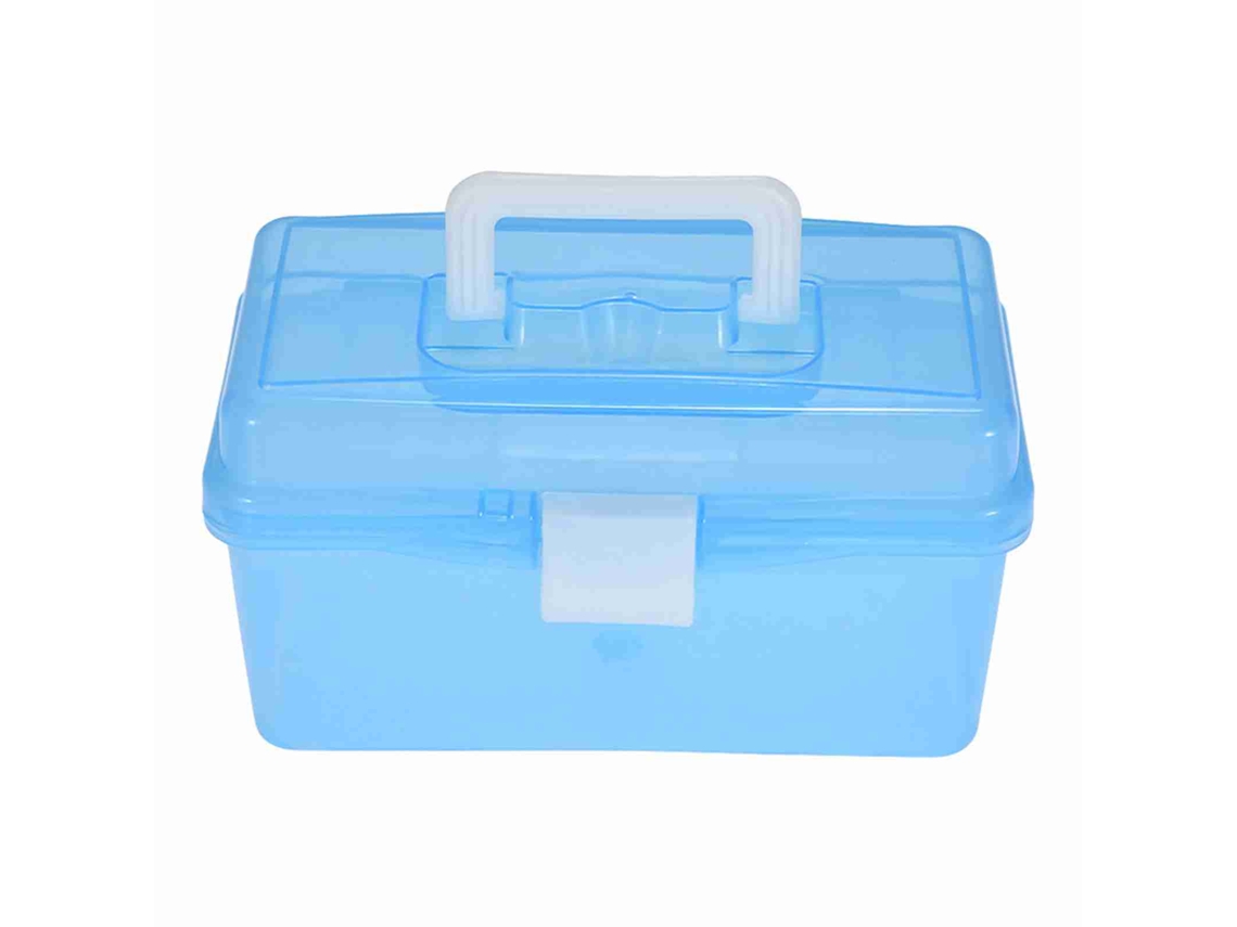 Caja de almacenamiento de arte portátil de plástico transparente para artistas y estudiantes.