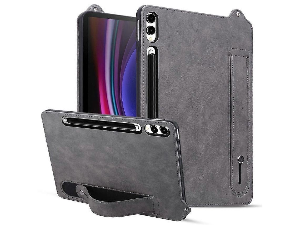 Funda de cuero para tablet compatible con Samsung Galaxy Tab S10 Ultra / S9 Ultra / S8 Ultra con correa de mano y soporte.