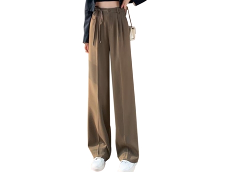 Pantalones de Mujer ZMDECQNA Palazzo Anchos Cintura Alta Elásticos (L)