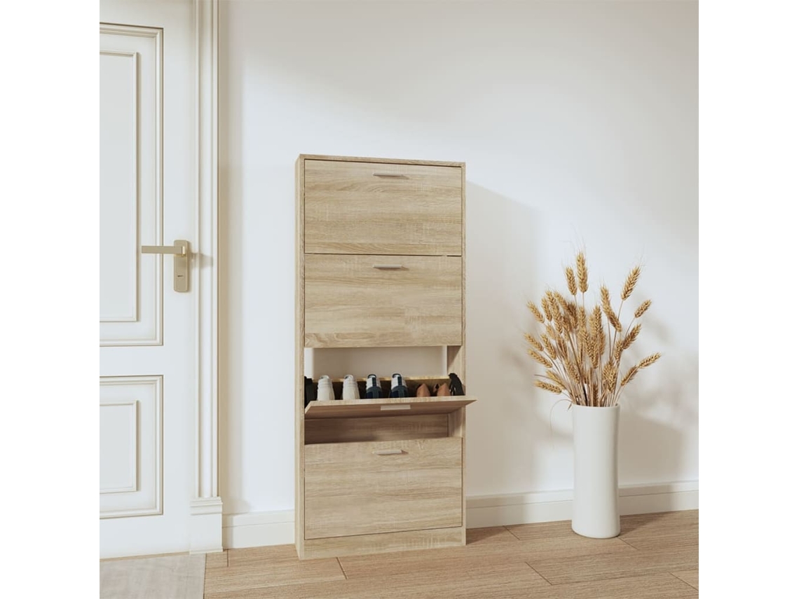 Mueble Zapatero | Zapatero Madera Contrachapada Color Roble 59x17x150 Cm