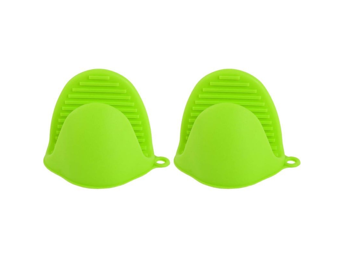 2 Pares De Guantes Protectores De Silicona Resistentes Al Calor Para Cocinar Y Hornear - Verde