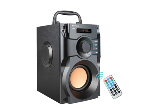Altavoz Bluetooth portátil Subwoofer estéreo inalámbrico Soporte de Altavoz de graves Fm-Radio Tf Aux Usb Control remoto Negro [Negro]