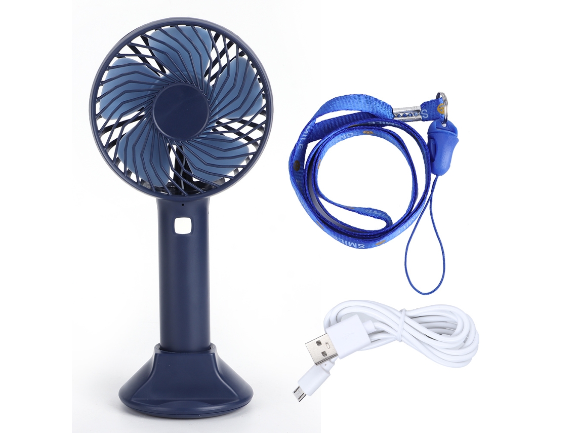 Ventilador USB portátil, azul, ideal para el hogar y la oficina.