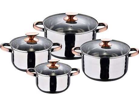 Batería de Cocina SAN IGANCIO SG-8021 (Negro - Acero Inoxidable - 8 Piezas)