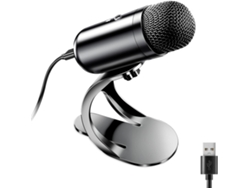Micrófono de computadora USB, micrófono de podcast de escritorio con botón de silencio para grabar transmisión con control de volumen para PC(negro)