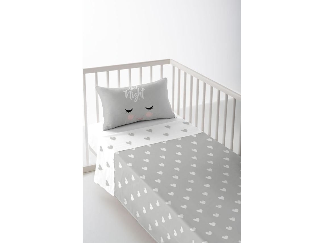 SÁBANA ENCIMERA CON FUNDA DE ALMOHADA INFANTIL CUNA 60 EXTRA SUAVE FABRICADO EN ESPAÑA CORAZONES COOL KIDS