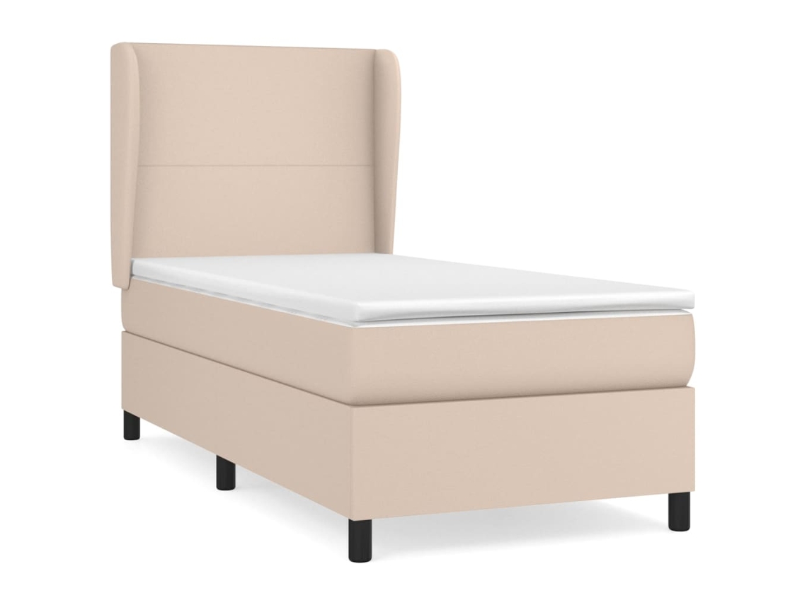 Maison Exclusive - Cama Box Spring Con Colchón Cuero Sintético Capuchino 90x190 Cm
