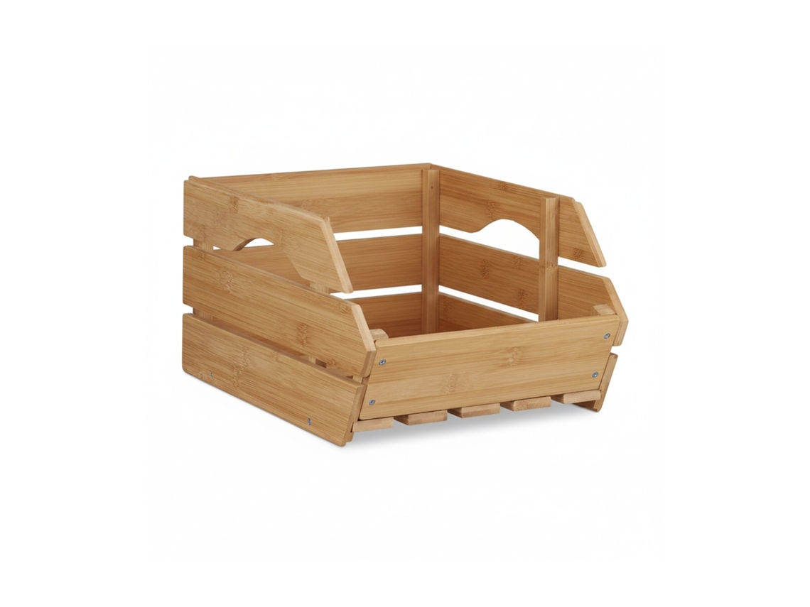 Relaxdays Caja De Almacenaje Apilable, Bambú, Beige, 20.5 X 27 X 38 Cm