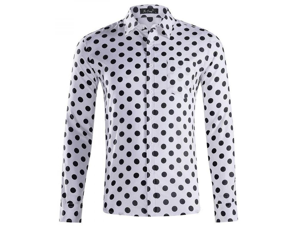 Camisa De Manga Larga Para Hombre Con Botones, Estampado De Punto Informal Formal, Algodón, Imm