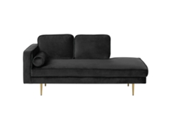 Chaise longue izquierdo BELIANI Miramas de Terciopelo Negro 171x79x63