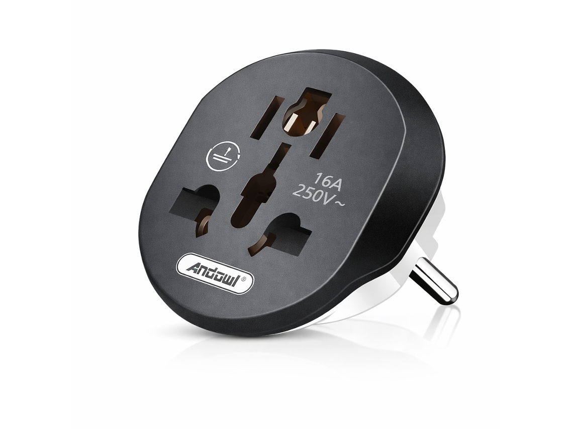 Adaptador/conector eléctrico universal Andowl Q DC16, 16 A, 250 V, color negro