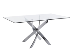 Mesa de Comedor ANGEL CERDÁ. 1061 (Plateado - Vidrio - 160 x 95 x 75 cm)