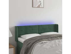 Cabecero Con Led De Terciopelo Verde Oscuro 147x16x78/88 Cm