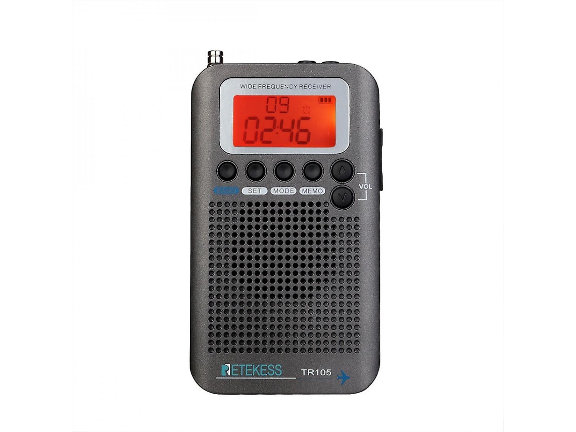 Receptores FM/AM/SW/CB/AIR/VHF, banda mundial y reloj despertador LCD Ushion