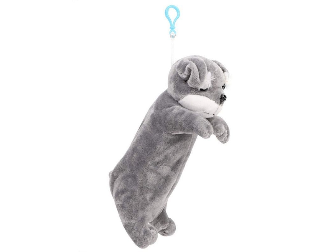 2026rebe-estuche De Lápices Con Forma De Schnauzer Gris, Gran Capacidad, Suave Peluche Con Asa Y Hebilla Portátil