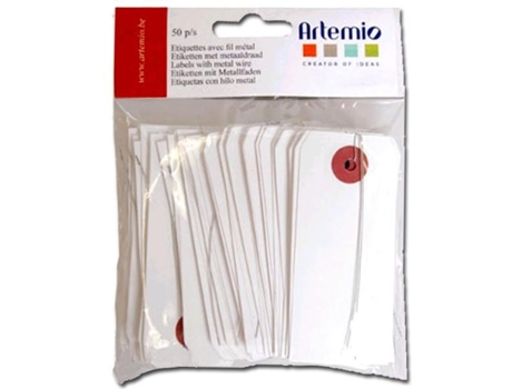 150 etiquetas blancas 9 x 4 cm con alambre ARTEMIO