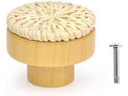 1 Tirador De Cajón De Ratán De Madera Natural Para Jóvenes
