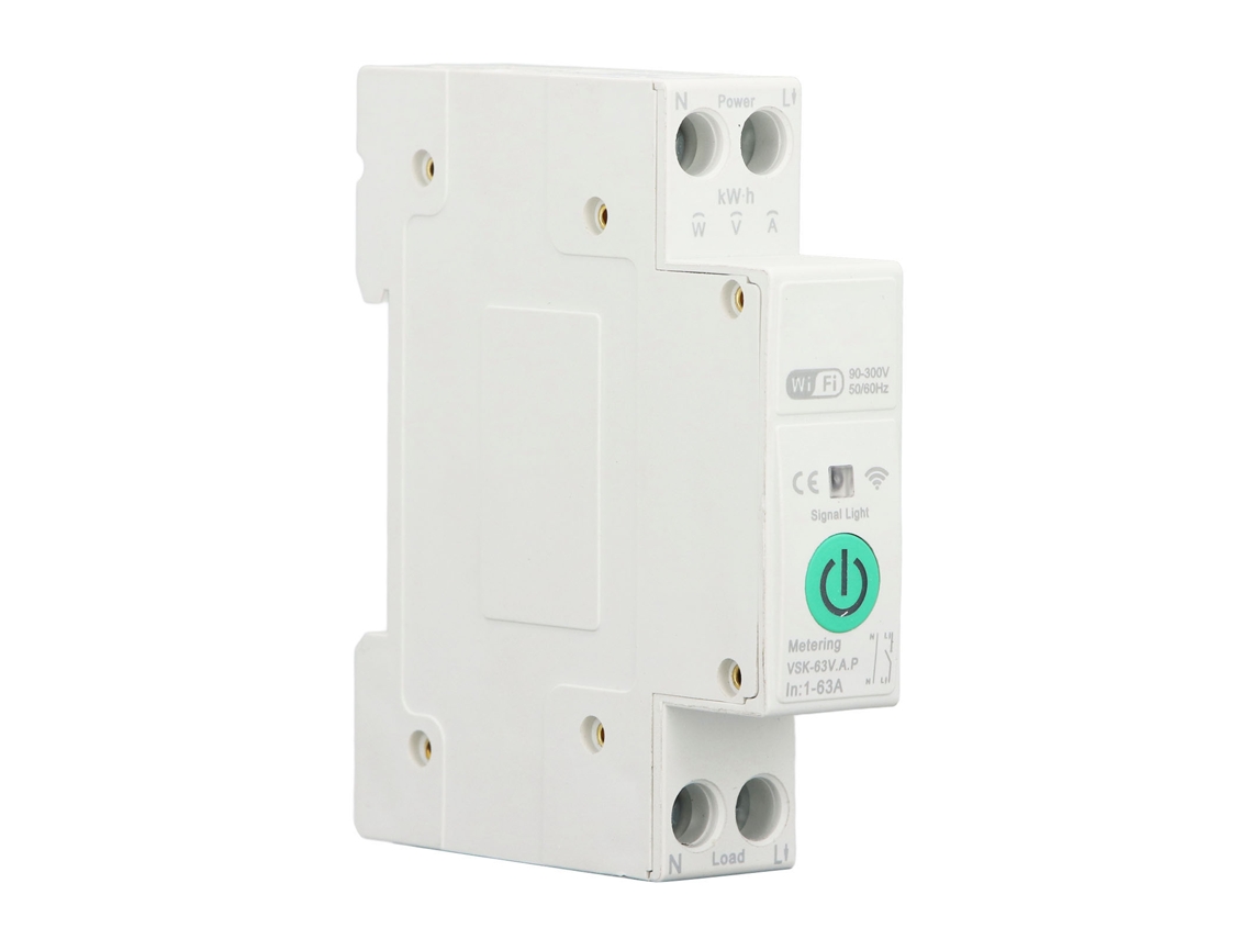 Disyuntor Wifi Inteligente Con Medición 63a 90-300v Control Remoto Por Aplicación Protección Contra Sobretensión/subtensión 1p
