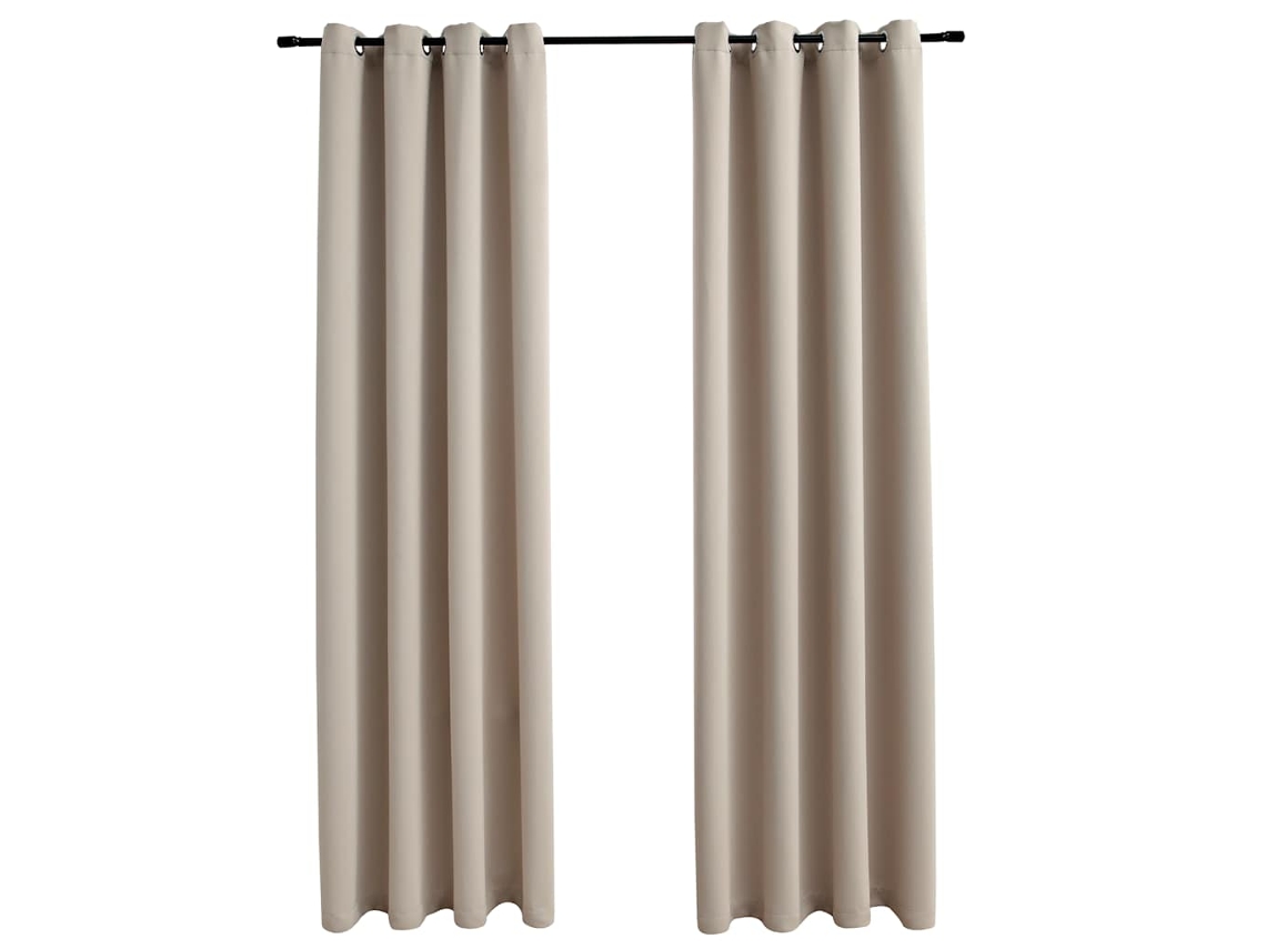 Maison Exclusive - Cortinas Opacas Con Anillas De Metal 2 Piezas Beige 140x175 Cm