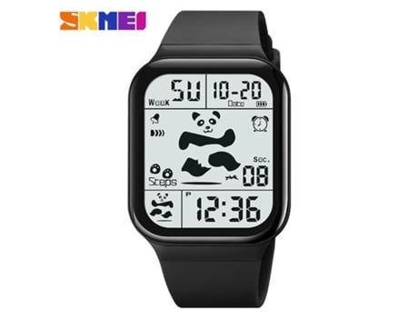 Reloj Digital LED Cuadrado De Cara Grande Resistente Al Agua Electrónico para Relojes De Estudiantes-Negro LUUCOZK