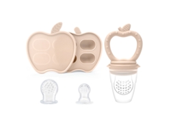 Alimentador Frutas Bebé Chrui 6+ Meses Con Molde Hielo Solo Manzana Alivio Encías (beige)
