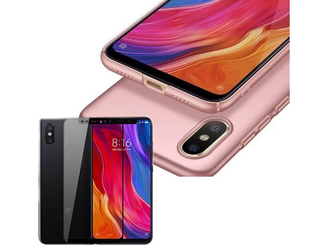 Kit Carcasa y Protector Cristal 5D Xiaomi Mi 8 Pro SlimShield Rosa