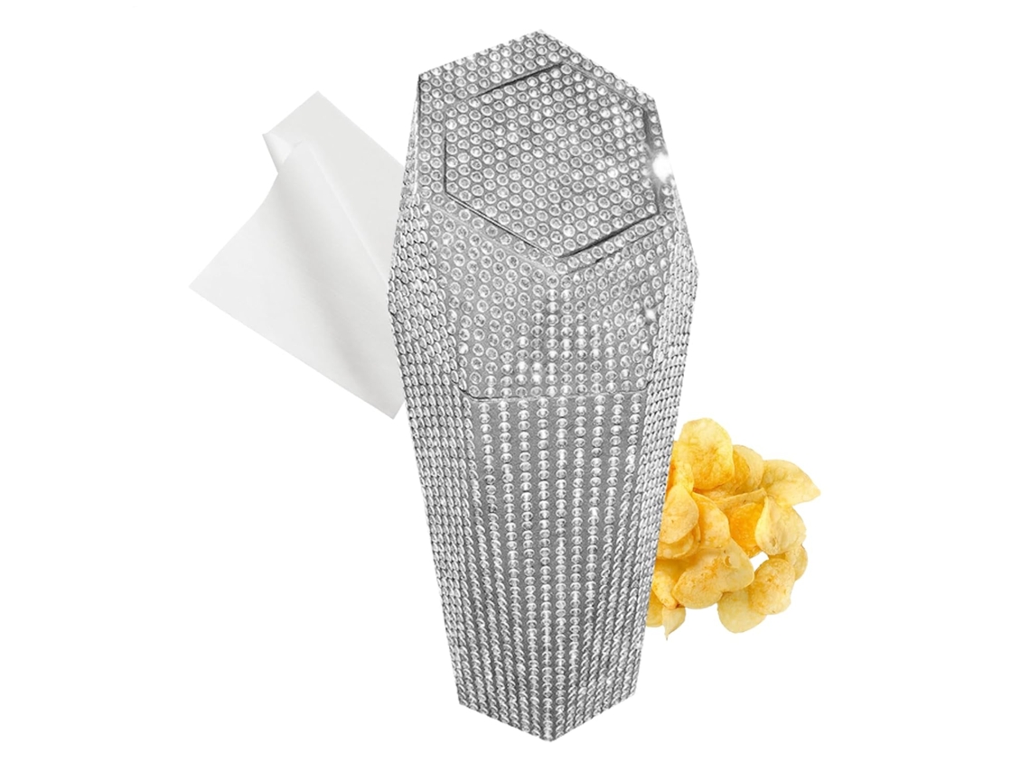 Caja De Almacenamiento Para Vehículos, Interior Con Tapa Y Diamantes De Imitación.