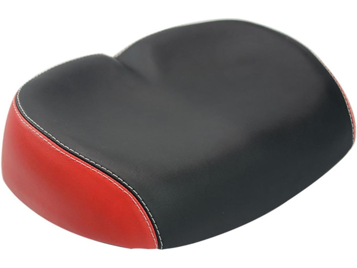 Sillín De Bicicleta De Montaña De Pu Grueso, Negro Y Rojo, Acolchado, Asiento De Bicicleta Con Absorción De Impactos