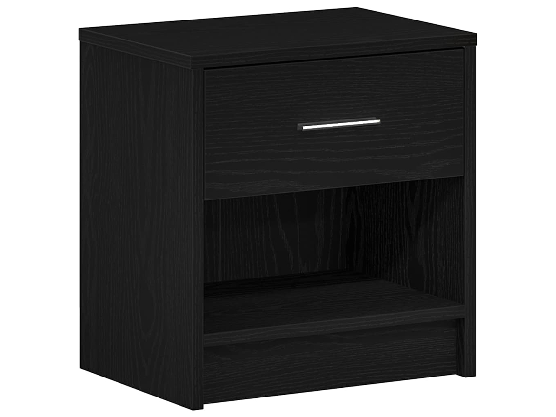 Maison Exclusive - Mesita De Noche Con Cajón, Color Negro, 39x28x41 Cm