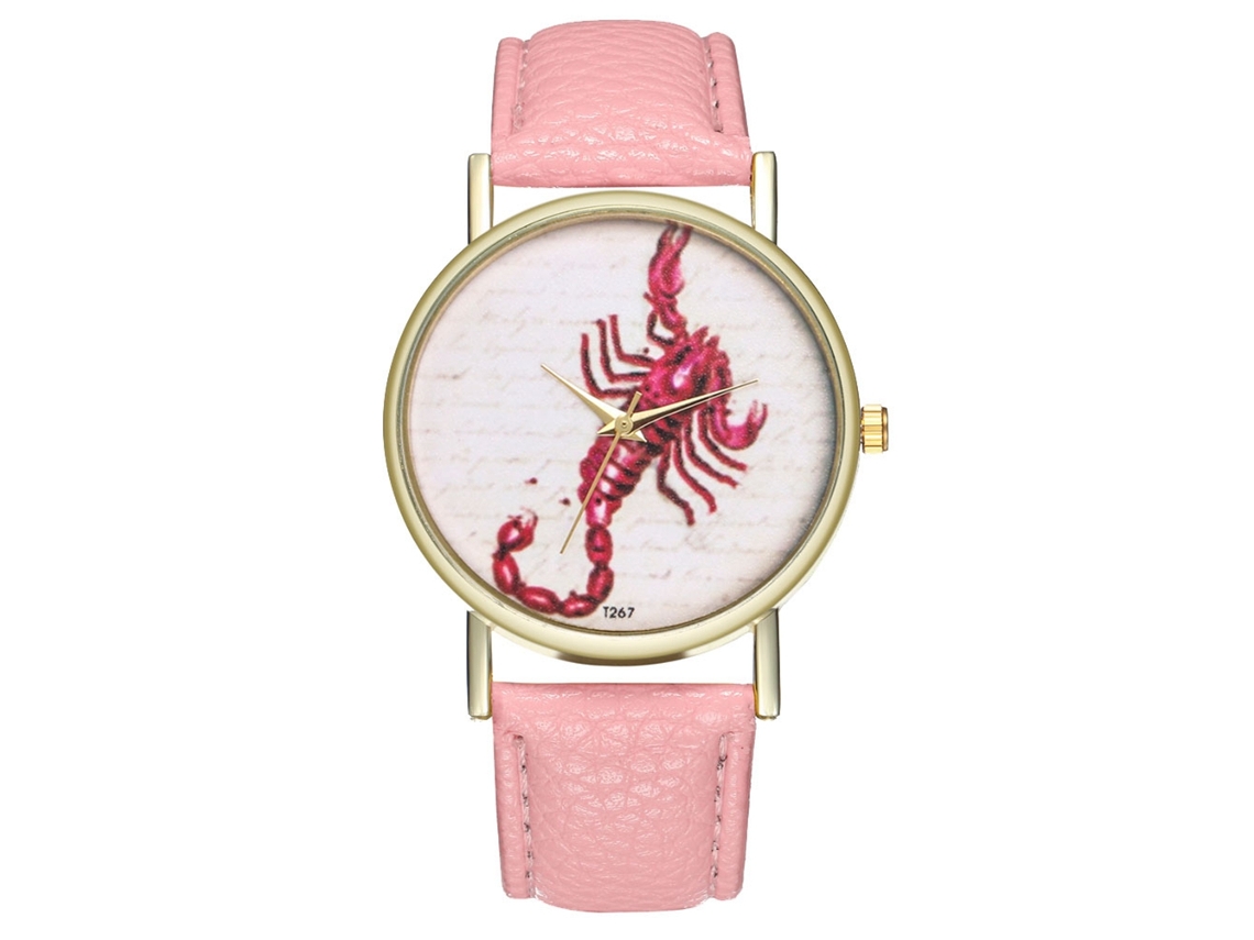 Reloj De Pulsera Escorpio Con Correa De Pu Simple Analógico Quartz T267-a Rosa