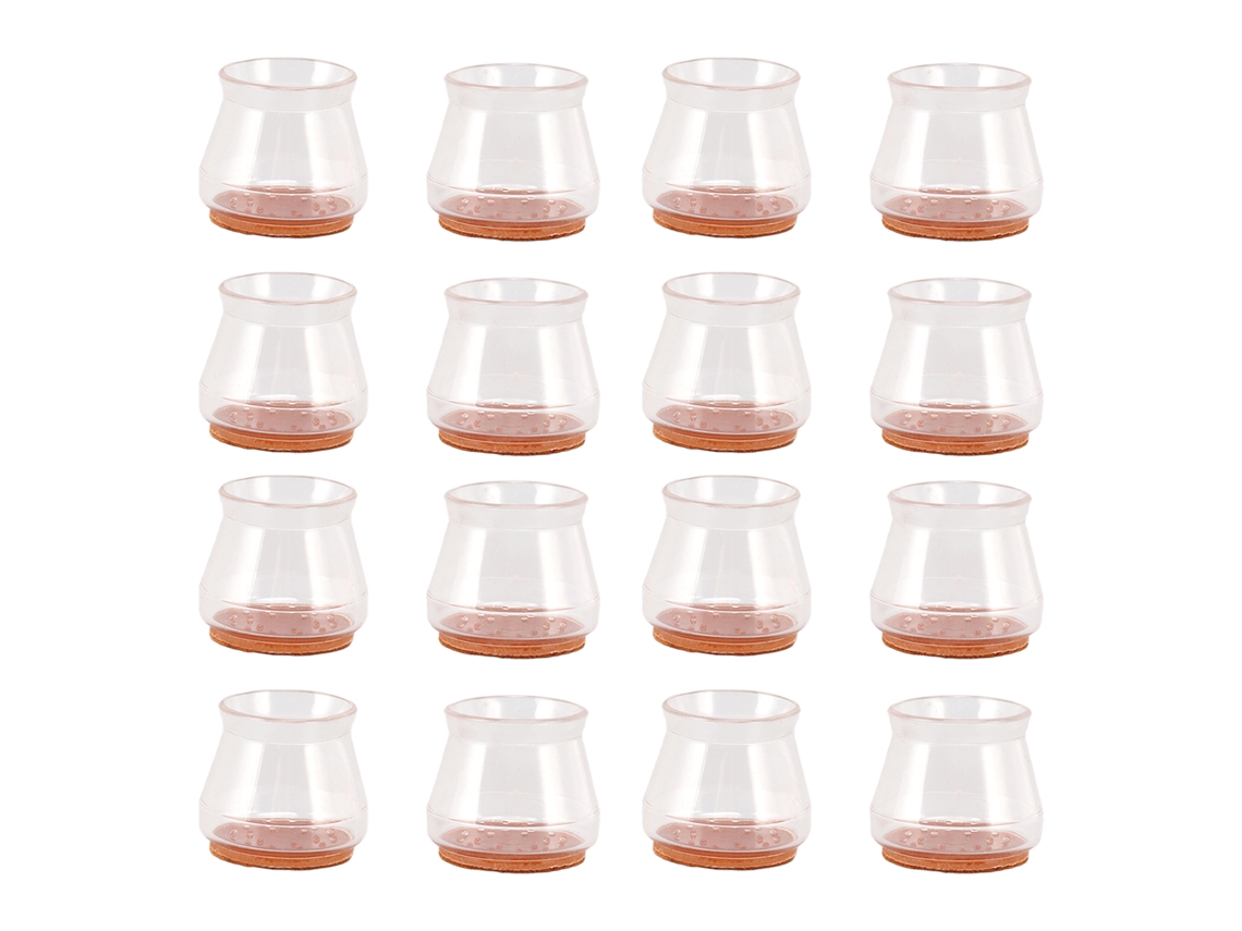 16 Protectores De Silicona Para Patas De Sillas Con Fieltro Transparente Antiarañazos Para Suelos 3,5x3,8x3,3cm