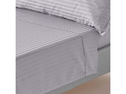 Homescapes Grey Egyptian Cotton Satin Stripe Flat Sheet 330 Tc, King