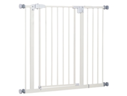 Barrera de seguridad, ancho ajustable de 74 a 97,5 cm, puerta con cerradura, sistema de autobloqueo, color blanco.
