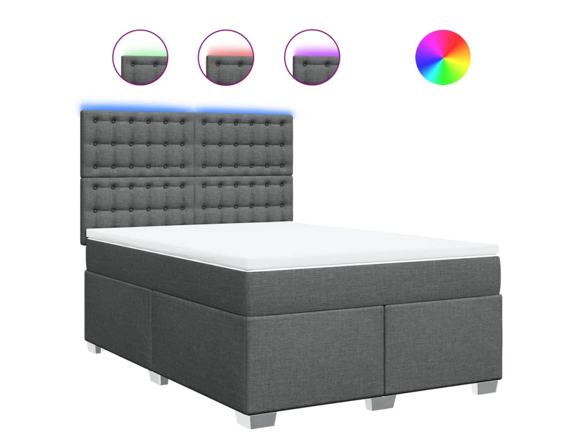 Maison Exclusive - Cama Box Spring Con Colchón Tela Gris Oscuro 140x200 Cm