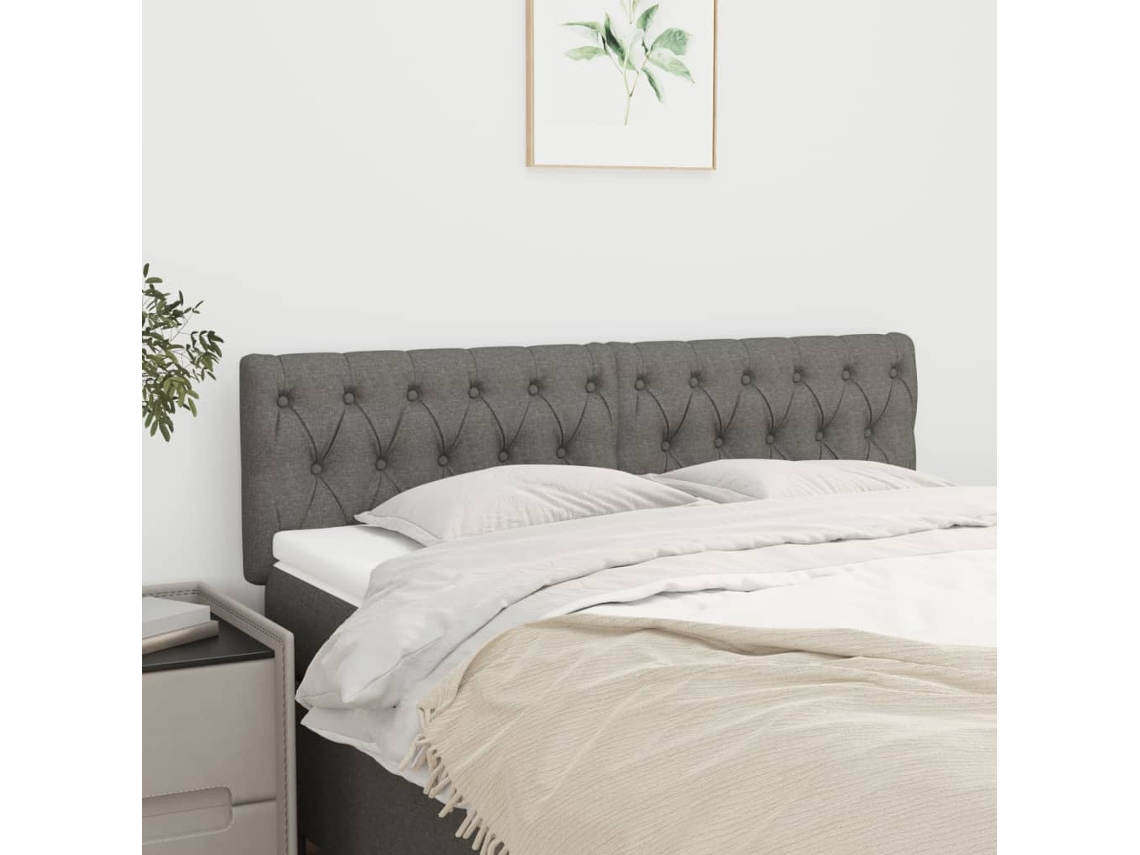 Cabeceros 2 Unidades Tela Gris Oscuro 72x7x78/88 Cm