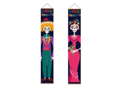 Guirnalda colgante para puerta en tela de poliéster Baok 100D con estampado de calaveras, decoración para el hogar, Día de Muertos.