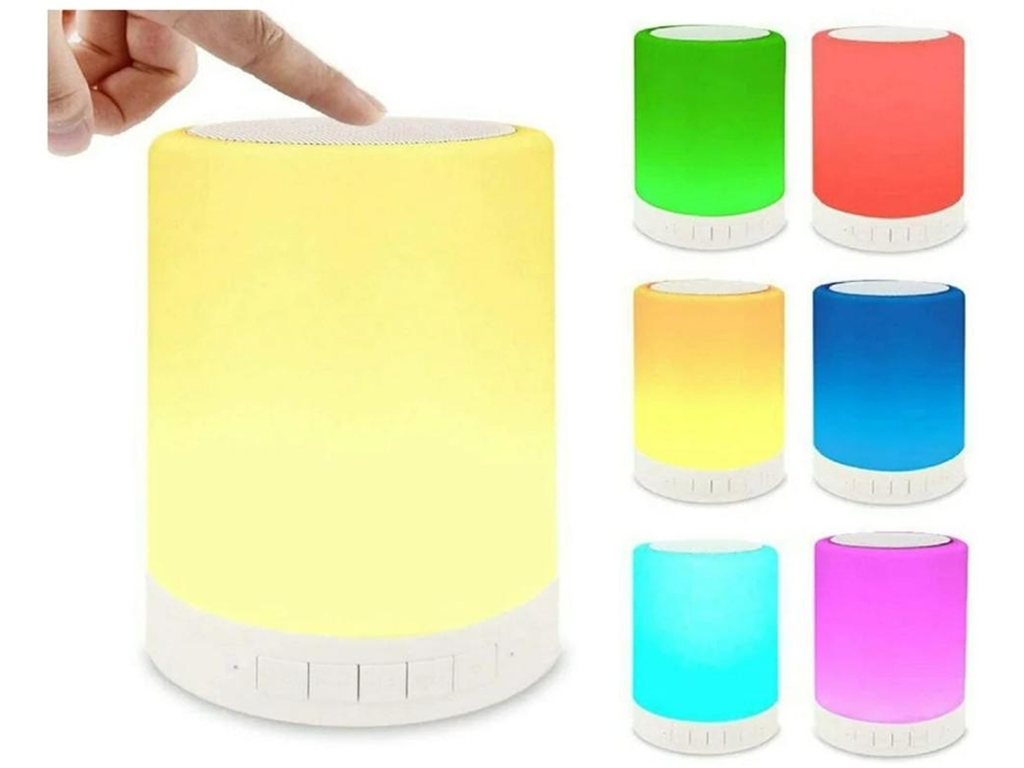 Altavoz Bluetooth Luz Nocturna Altavoz Led Sensor Táctil Estéreo Y Control De Luz Nocturna Lámpara De Cabecera Lámpara Regulable Yizhood