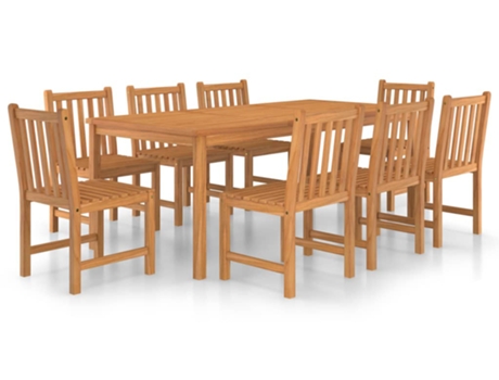 Conjunto 9 Conjunto de comedor de jardín VIDAXL madera maciza de teca