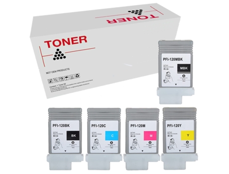 Pack 5 Cartuchos de Tinta Compatibles Canon Tinta Pigmentada PFI120 2884C001 2885C001 2886C001 2887C001 2888C001
