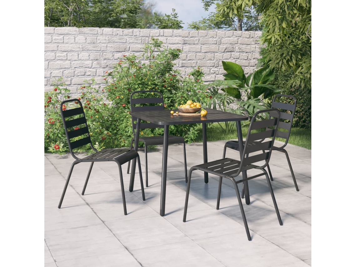 Conjunto de comedor de jardín de 2 piezas en acero antracita Dkd Home Decor