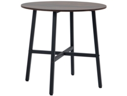 Mesa De Comedor Redonda Para 4 Personas, Patas De Acero Negro Rústico, Ø80